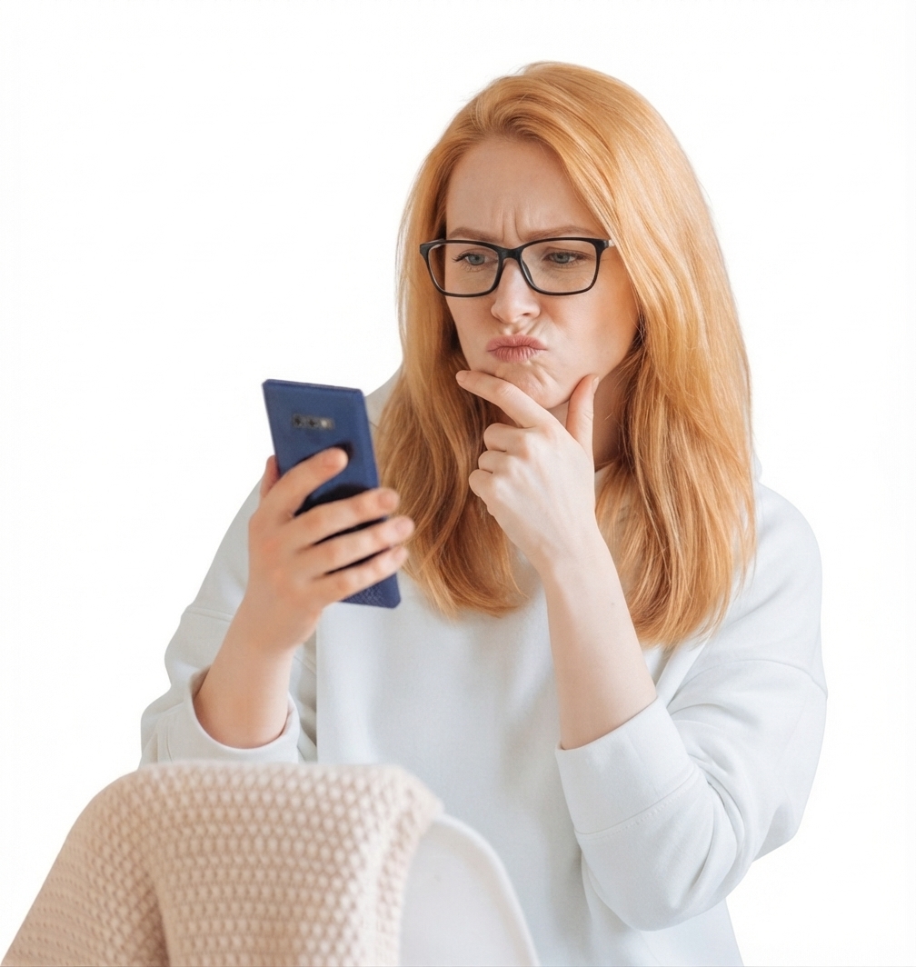 Online seller checking her sales on her phone